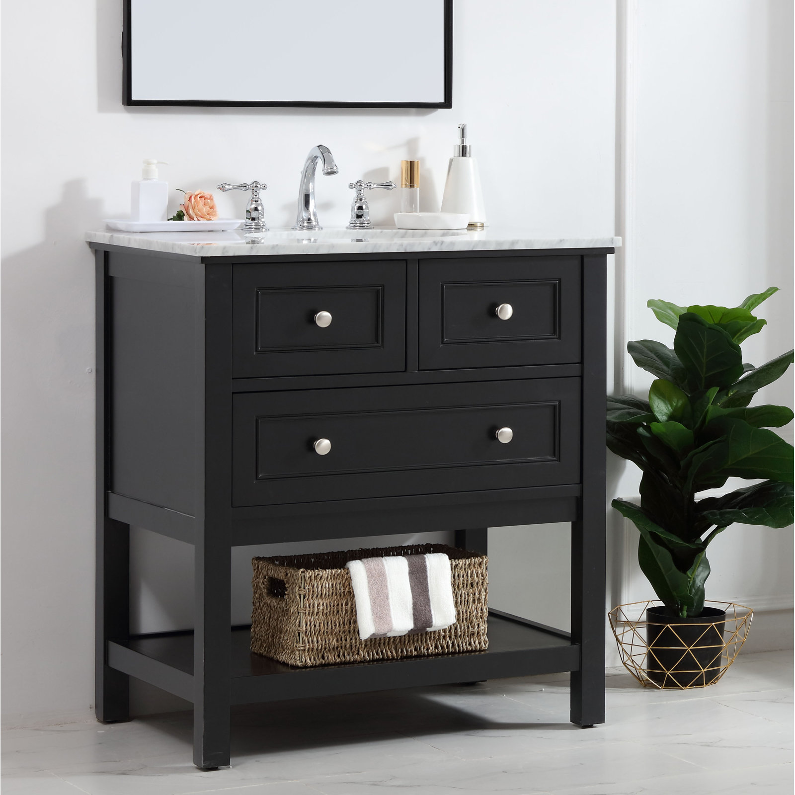 Bonsai 30'' Single Bathroom Vanity, Black