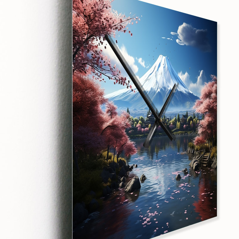 Asian Art Majestic Mont Fuji IV - Horloge murale moderne asiatique, Petit