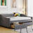 Upholstered Daybed With Two Drawers, Wood Slat Support (Daybed)-1852435657
