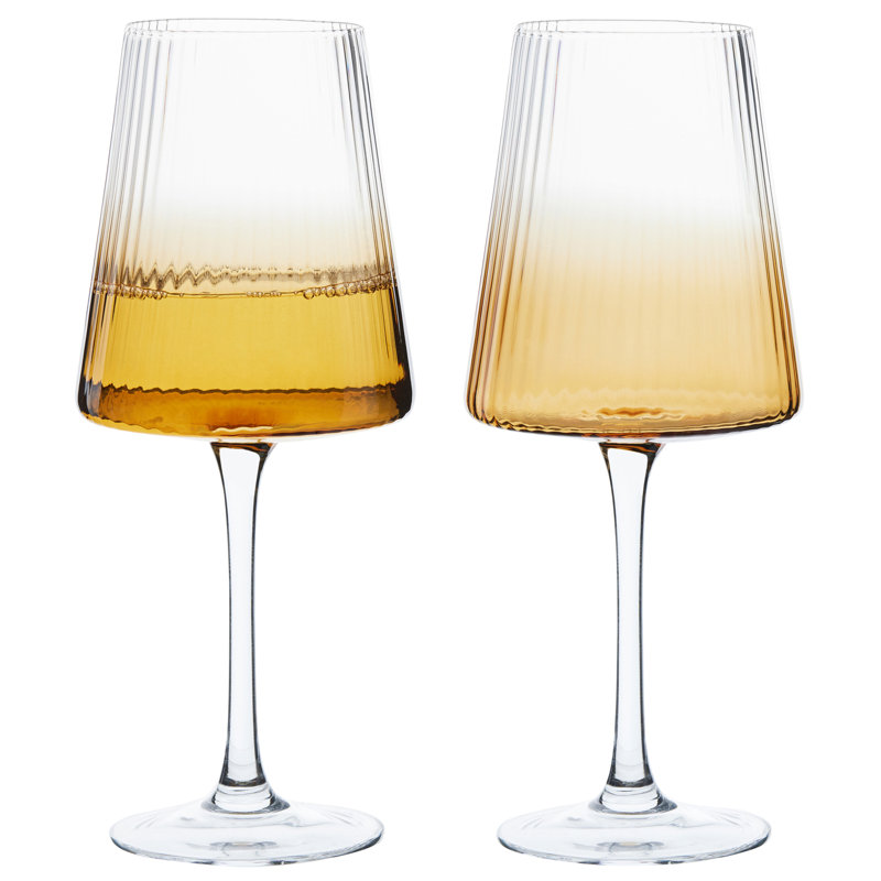 Empire 450ml Handmade Wine Glass Set, Amber