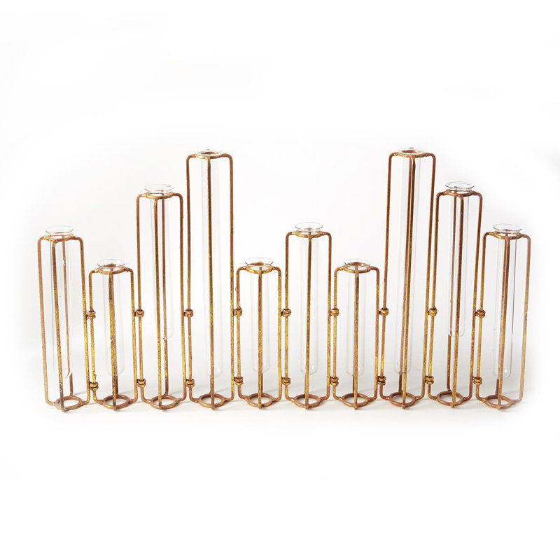 Mebane Handmade Metal Table Vase, Antiqued Gold Finish