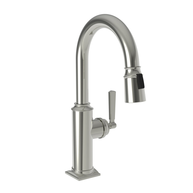 Adams Single Handle Pull Down Bar Faucet, Polished Nickel (PVD)