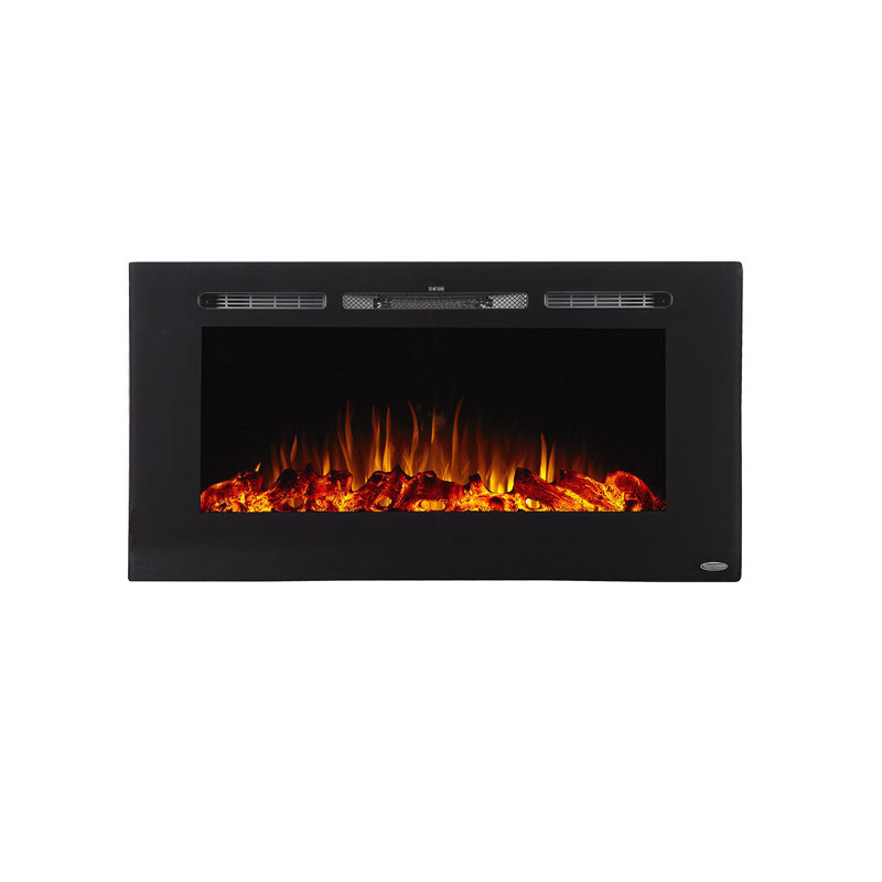 The Sideline Electric Fireplace for Recessed or Wall Mount Installation, 21.5" H x 40" W x 5.5" D, Black