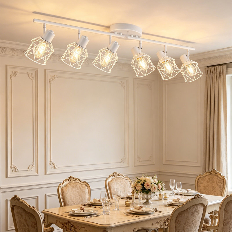 Semi Flush Mount Ceiling Light, 6 Lights, White