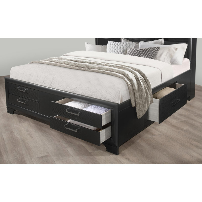 Solid Wood Queen White Eight Drawers Bed, Queen, Gray