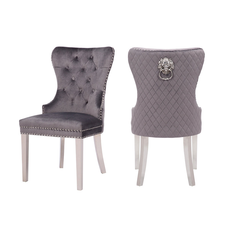 Chaise en acier inoxydable 2 pièces Simba, Gris