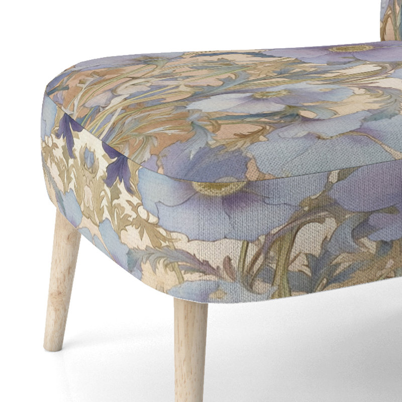 Chaise d'appoint rembourrée de style campagnard rétro avec fleurs sauvages et collage rétro