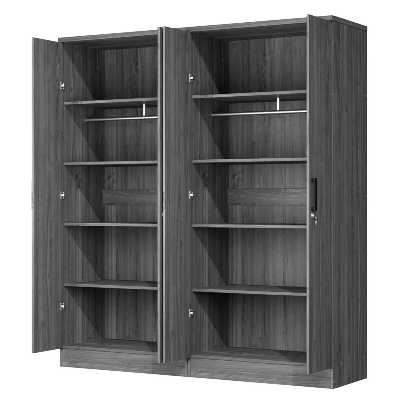 Double garde-robe avec 4 portes minces! , Gris