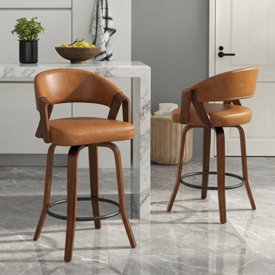 Providence Faux Leather Upholstered Swivel Counter Stool