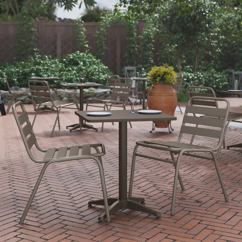 Table carrée pour l'intérieur et l'extérieur en aluminium à plateau lisse avec base Siward, Gris