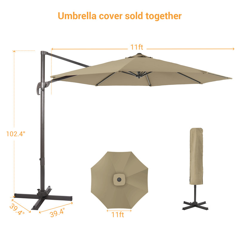 Parasol en porte-à-faux 132,1 po Sabaha, Sable