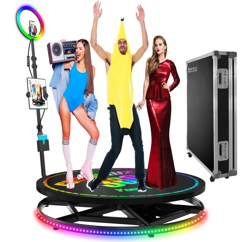 360 Photo Booth Remote Control Automatic Slow Motion Spin Camera Video Booth & Flight Case