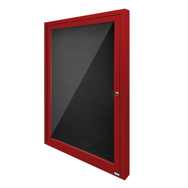 Tableau d'affichage mural fermé pour armoire d'annuaire, Rouge thermolaqué, Un, H 24 po x l 18 po