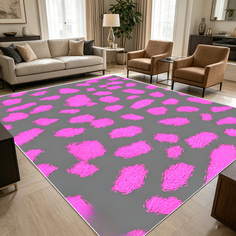 1PC Hot Pink Irregular Abstract Leopard Spot Pattern area rugs for Living Room, Soft and Comfortable, Suitable for all seasons, easy-to-maintain, machine washable Indoor floor mat, Under Table Farmhouse suitable for entryway, bedroom, dining room,