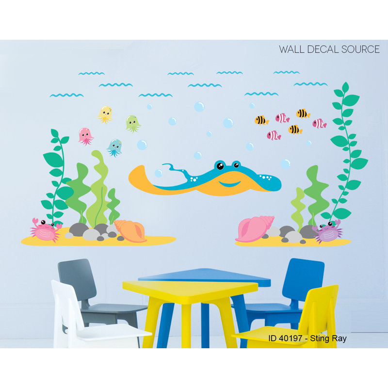 Adhésif décoratif en vinyle océan, sous la mer, poisson et vinyle ray, Schéma A