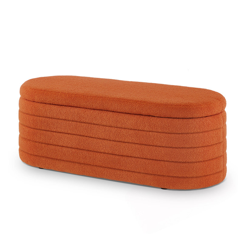 Oval Storage Ottoman Bench, Orange