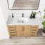 Meuble-lavabo simple 48 po avec plateau en pierre de quartz blanc Jakarta-359548205-359548204-398079084
