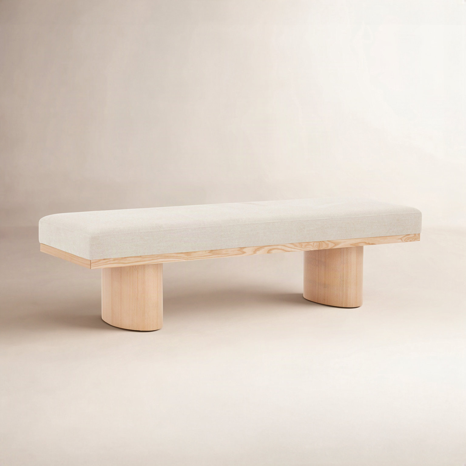 Favermann Linen And Wood Bench