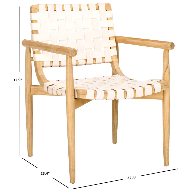 Keili Upholstered Armchair, Black Genuine Leather, Natural Sungkai Wood