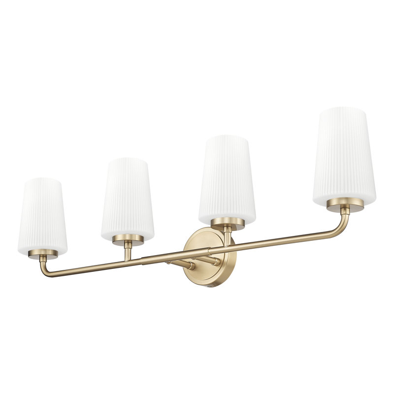 Coiffeuse Mathieson, H 9,5 po x l 32 po x P 6,5 po, Doré, Quatre lumières