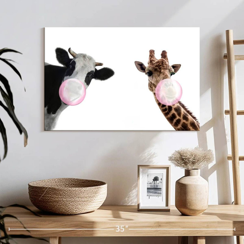 «Bubble Gum», animaux rigolos sur toile, H 24 po x l 16 po x P 1,25 po