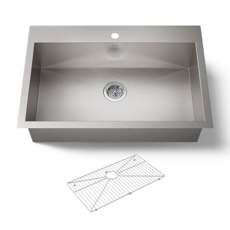 Vault 33" L x 22" W Top Mount/Under Mount Large Single Bowl Kitchen Sink, 1 Hole