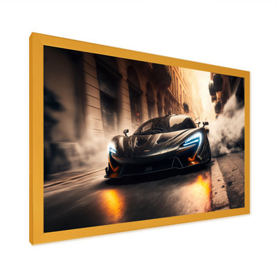 «Black McClaren Sports Car Racing In Italian Street - Cars Race Car», art sur toile