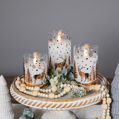 Flameless Glass Jar Candle with Holder