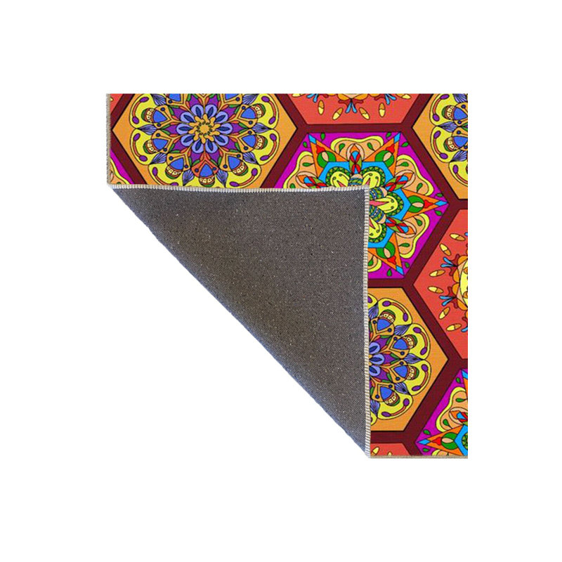 Colorful Hexagon Geometric Patterned Decorative Woven Base Machine Washable Rug, Rectangle 3'11" x 5'11" Rug Pad Included