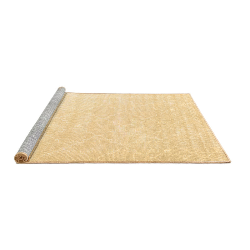 Tapis brun contemporain lavable à la machine 2581, Carré 8 pi