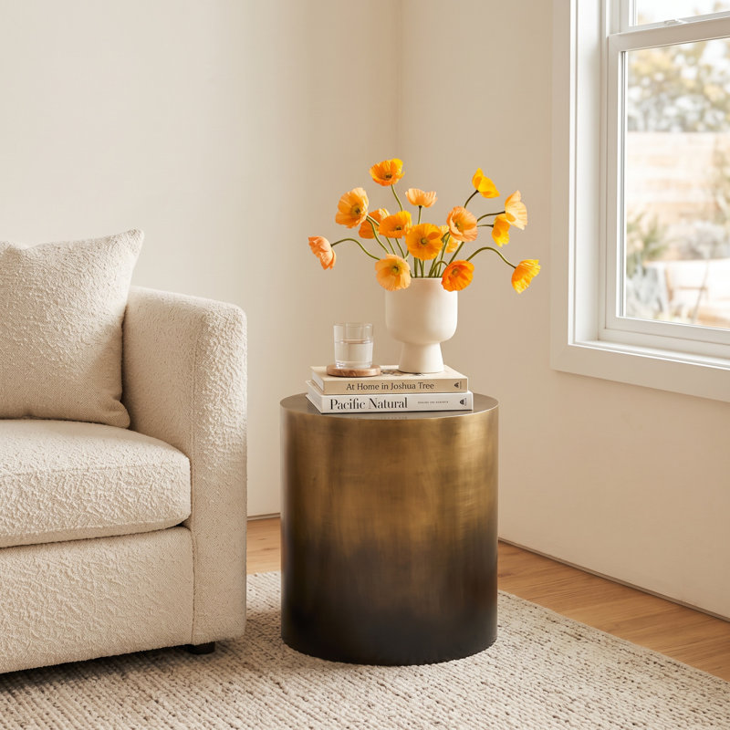 Beulah Iron Top End Table, Ombre Antique Brass