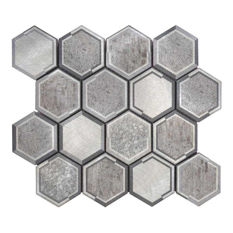 3" x 3" Metal Honeycomb Mosaic Tile