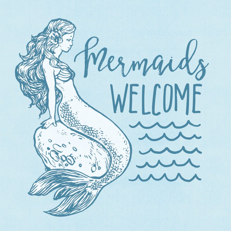 Mermaids Welcome Light - Wrapped Canvas Print, 30cm H x 30cm W x 3.8cm D