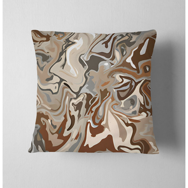 Throw Pillow Cover Only, H 16 po x l 16 po, Brun / orange abstrait 4