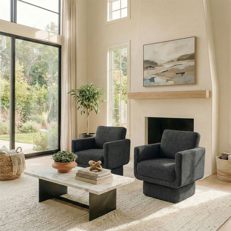 Ensemble de 2 fauteuils pivotants 27 po (ensemble de 2), Noir