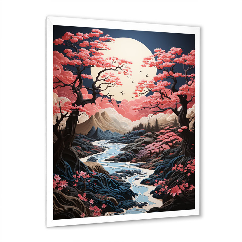 «Pink Forest Eernal Resilience Papercut», art mural sur toile, H 44 po x l 34 po x P 1,5 po, Cadre photo blanc