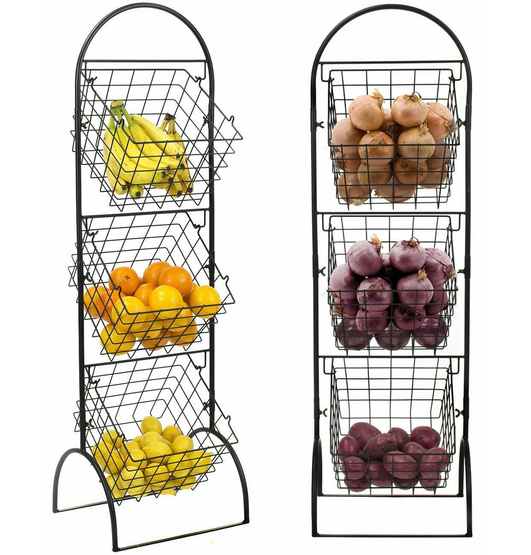  3-Tier Wire Market Basket Stand in Square Design Sorbus