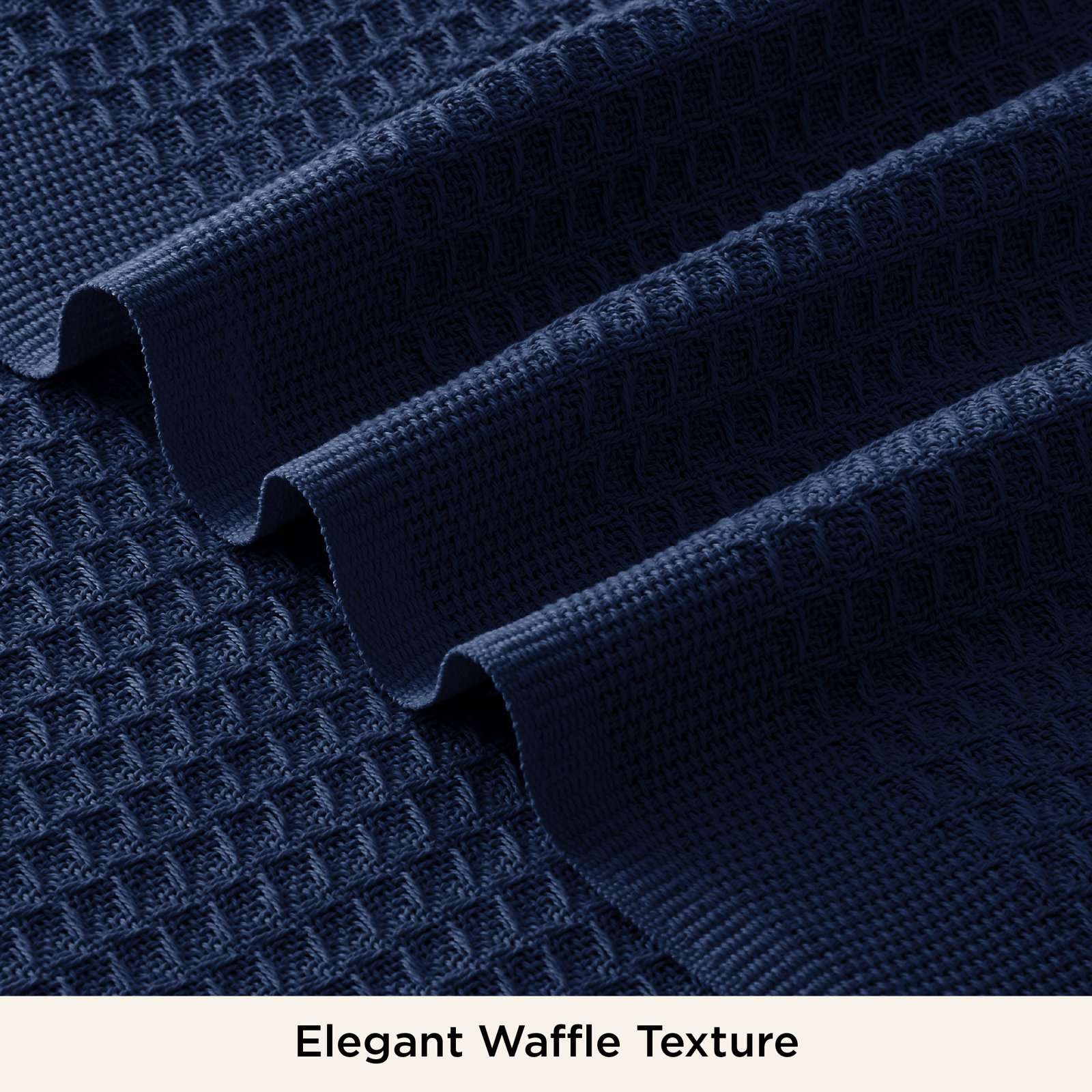Bedsure Cotton Waffle Weave Throw Blanket, Pageant Blue, Twin-XL