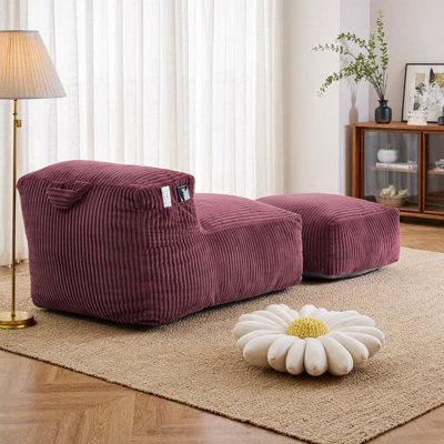 Large Memory Foam Bean Bag Chair For Adults, Ergonomic Lounge Sofa