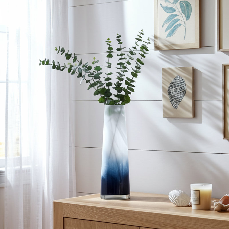 Latitude Handmade Glass Table Vase, 15" H x 5" W x 5" D