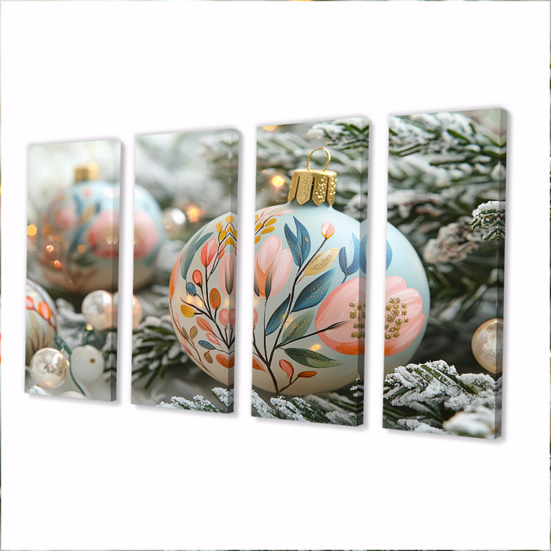 Décoration de sapin de Noël dans les tons verts et rouges II - Ensemble de décoration murale de Noël, H 28 po x l 48 po