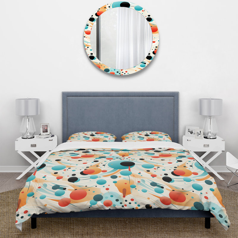 Ensemble de housse de couette à pois Futurist Polka Nexus VI, Housse de couette simple + 1 taie décorative stan