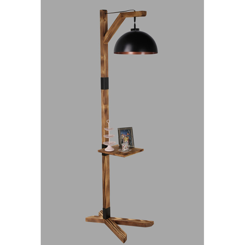 Burney 185cm Tray Table Floor Lamp, Brown