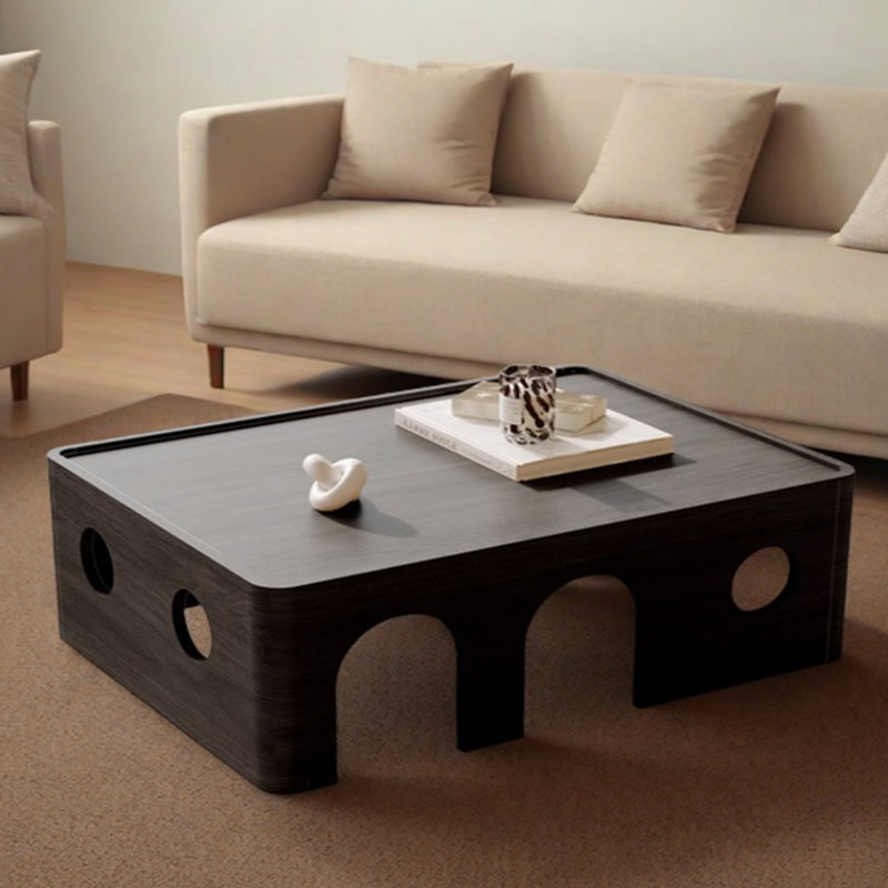 Table basse en bois massif personnalité, Noir, noir, noir, noir, H 14,17 po x L 47,24 po x l 27,55 po