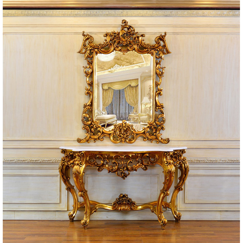 Rosia Solid And Engineered Wood Flat Mirror, Gold