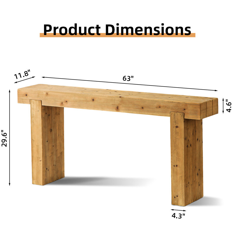 63 - Inch Solid Wood Table For Entryway Hallway Or Behind Couch Narrow Rectangular Shape Natural Material Simple And Style Colour Warmth Adequate Space Items 63" Console With Knots Aesthetic Design