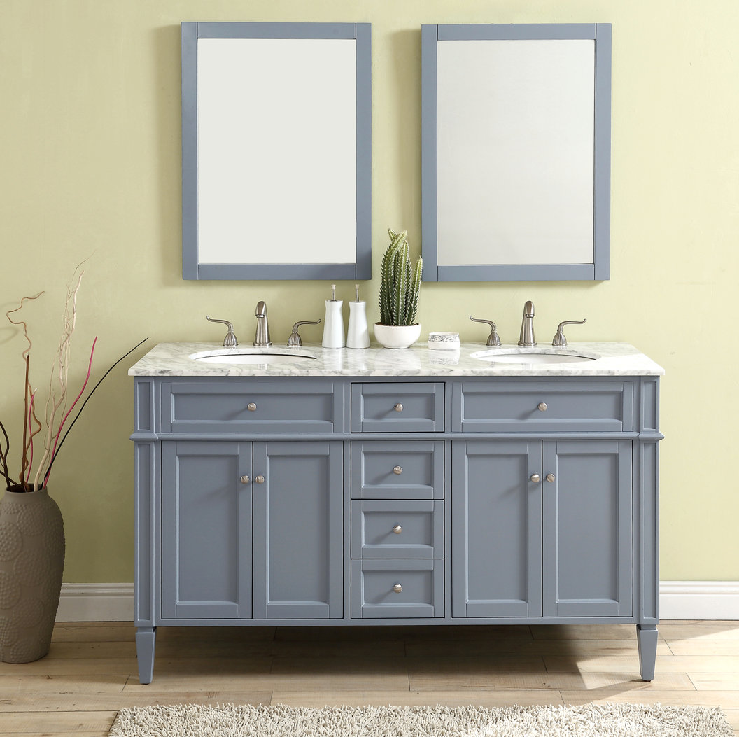 Rivers 60'' Double Bathroom Vanity, Gray