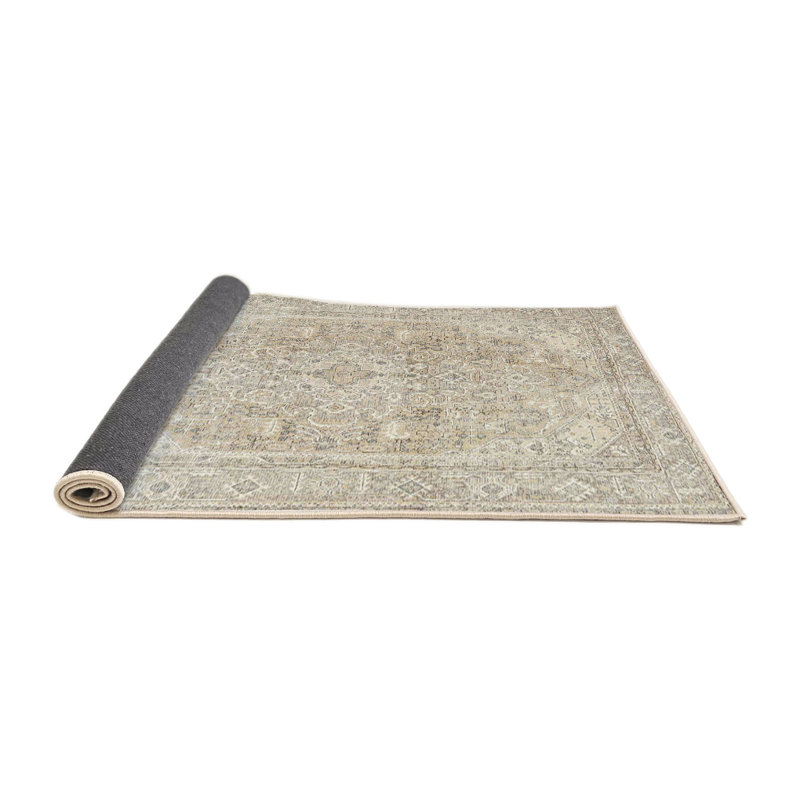 Tapis beige/noir traditionnel Hargimont, Rond 5 pi