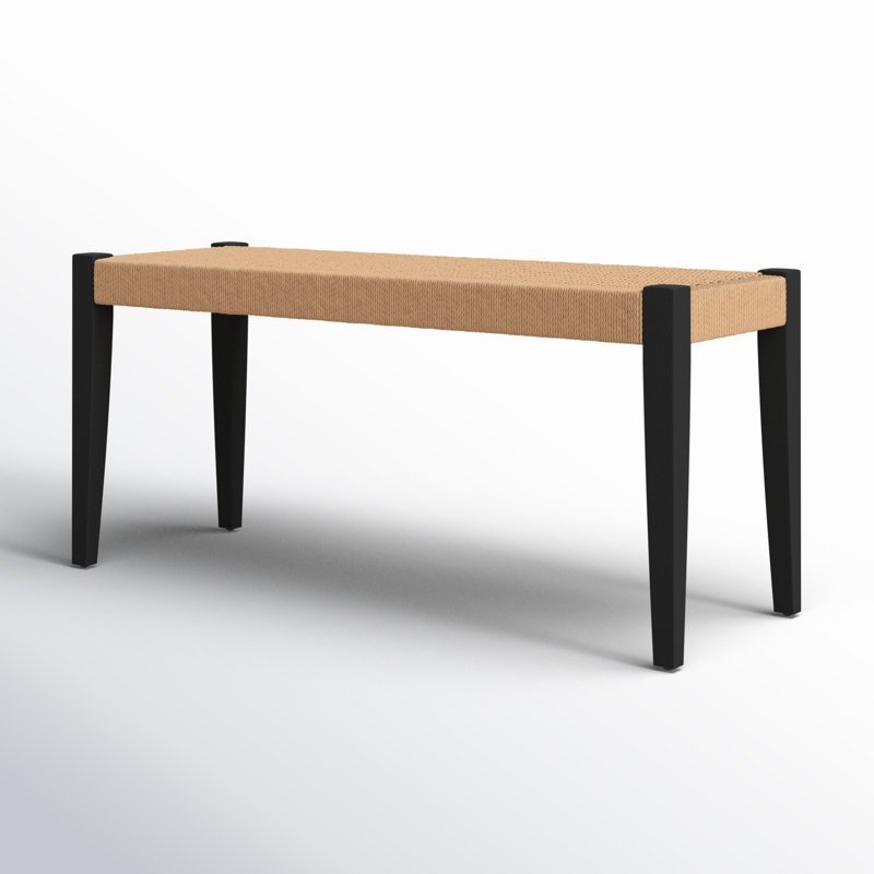 Banc en bois massif Aniek, Brun clair et noir