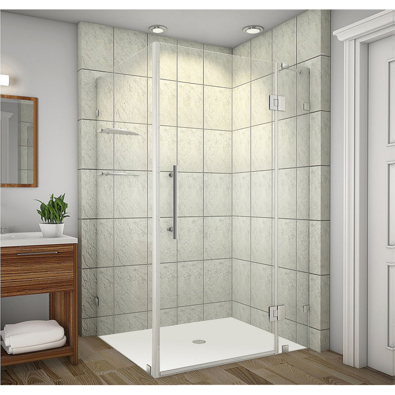 Avalux GS Hinged Semi-Frameless Shower Door, 72" H x 38" W x 38" D, Chrome